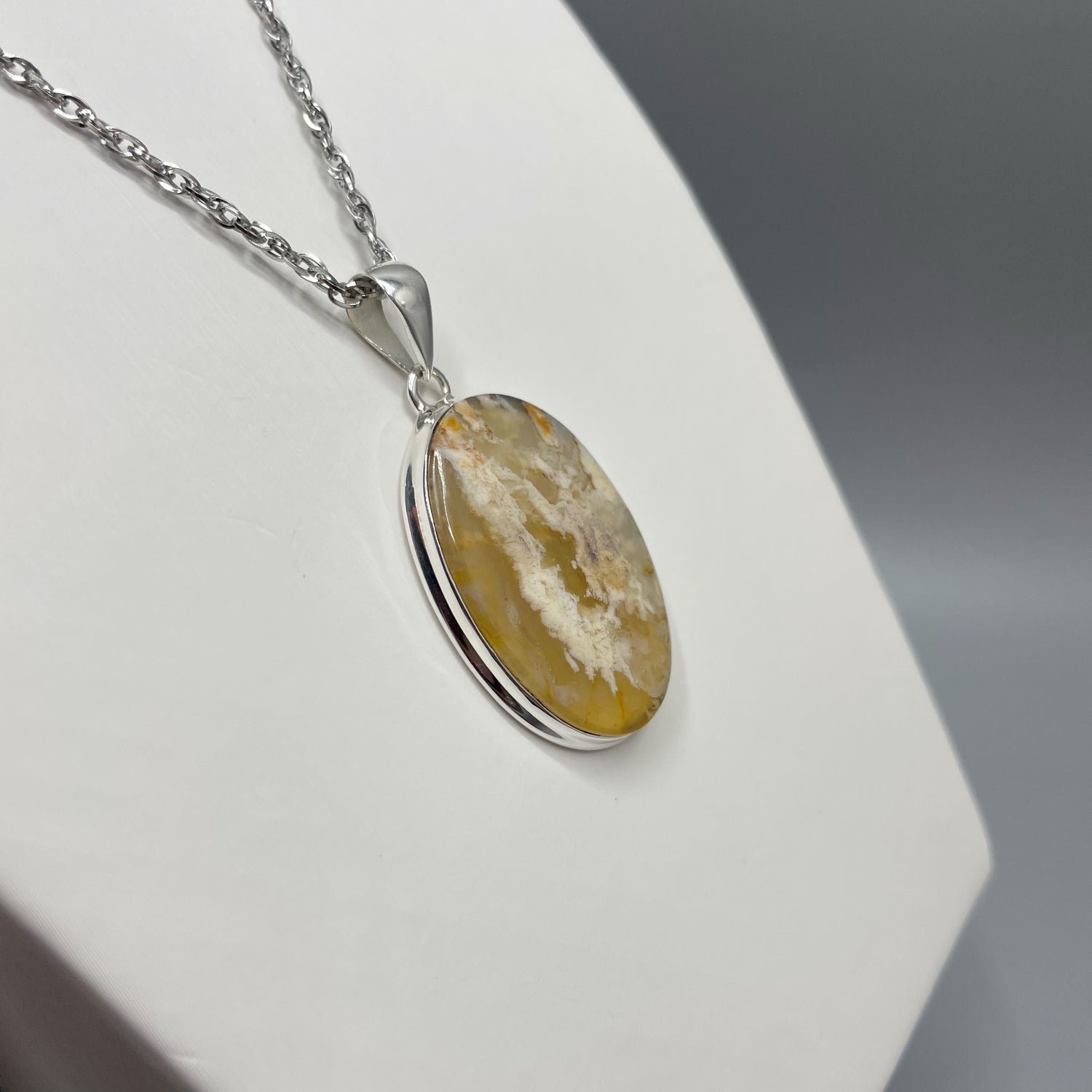 Ciondolo Agata Plume Ovale e Argento 925