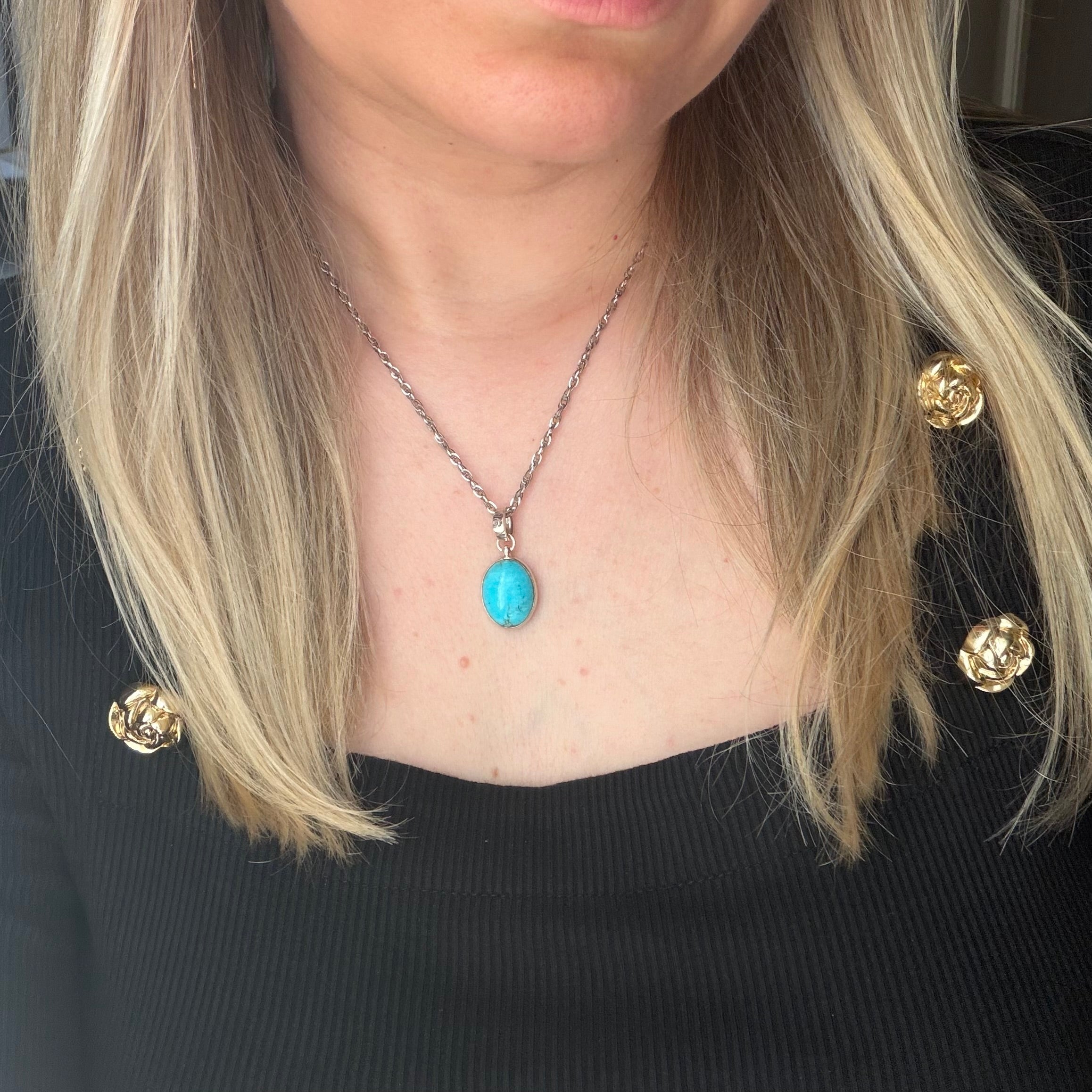 Ciondolo Turchese Naturale - Argento 925