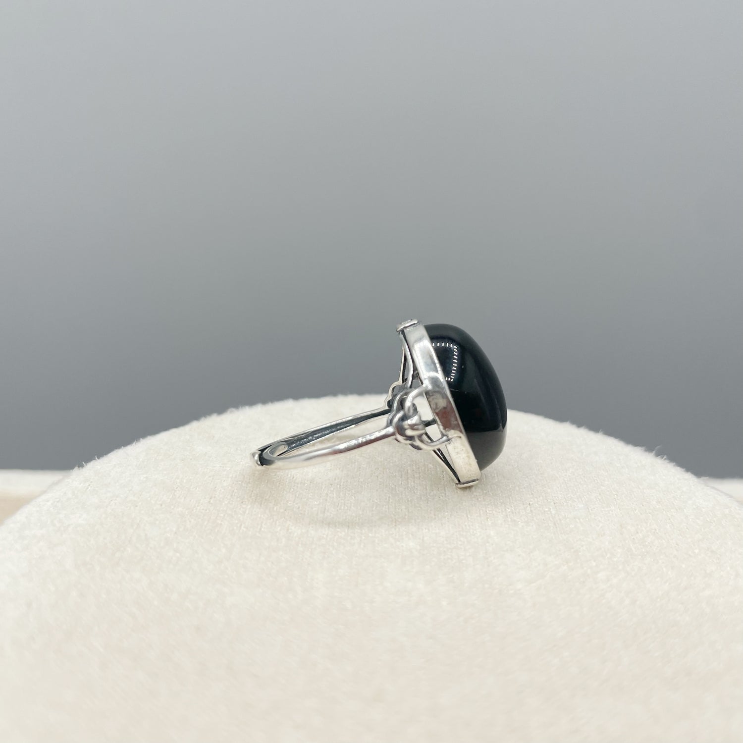 Anello Ossidiana Ovale - Argento 925