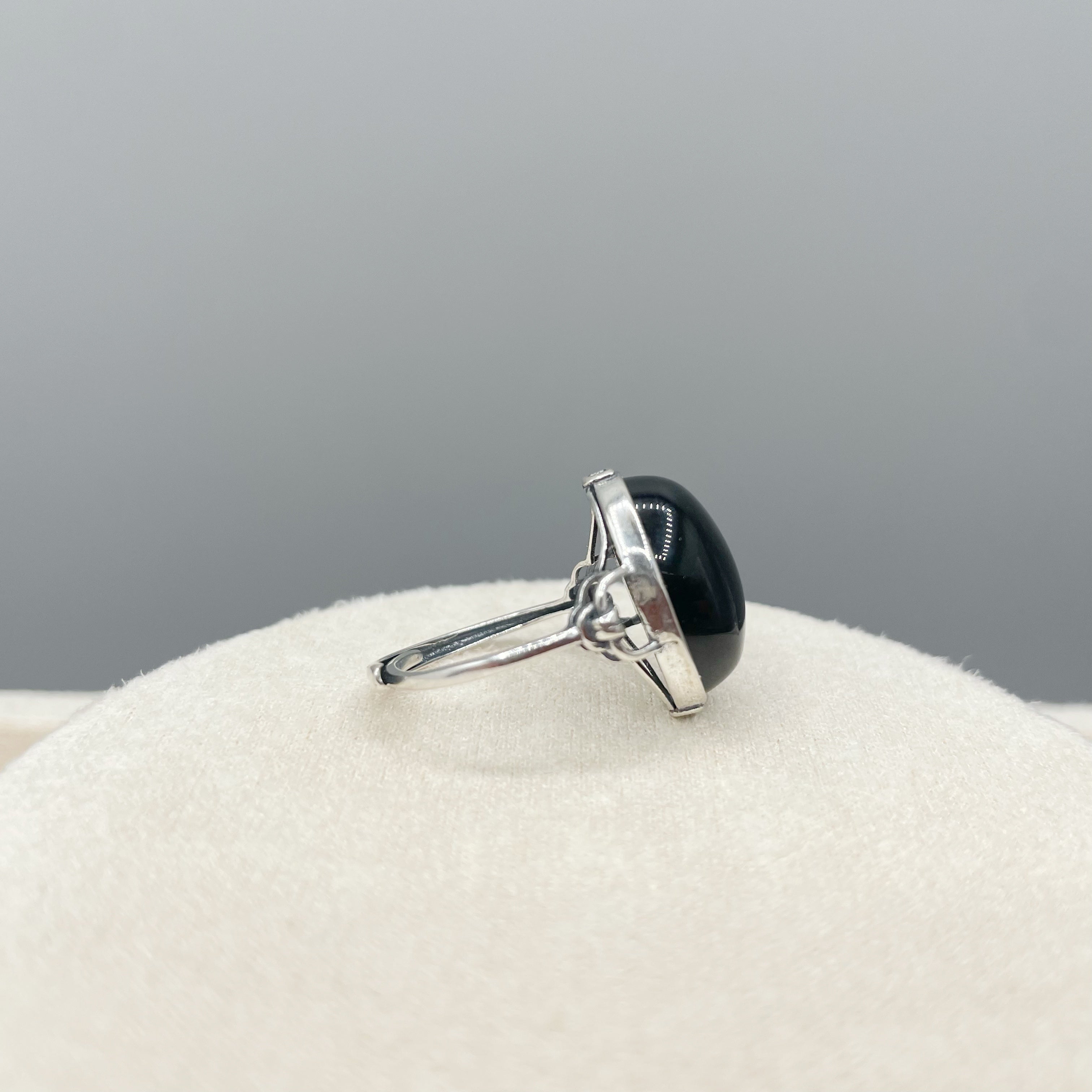 Anello Ossidiana Ovale - Argento 925