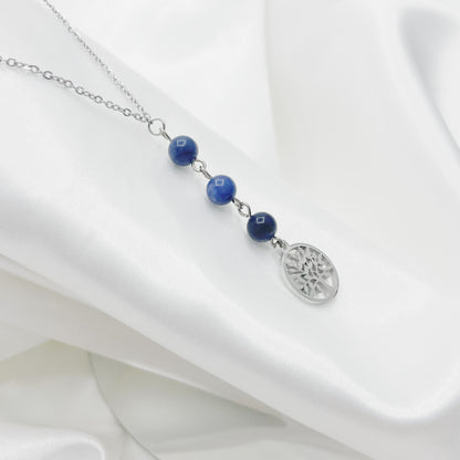 Collana Sodalite Albero della Vita - Acciaio inossidabile