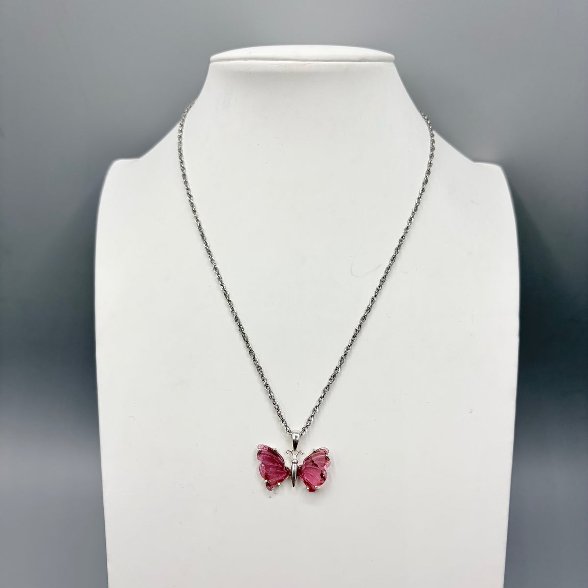 Ciondolo Farfalla Tormalina Rosa e Argento 925