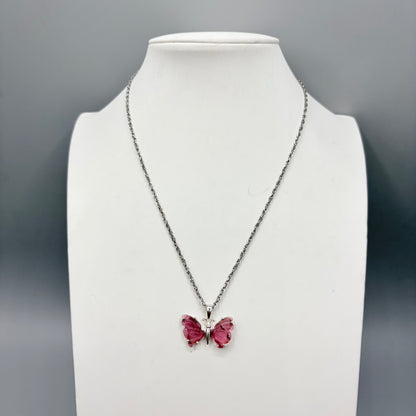 Ciondolo Farfalla Tormalina Rosa e Argento 925