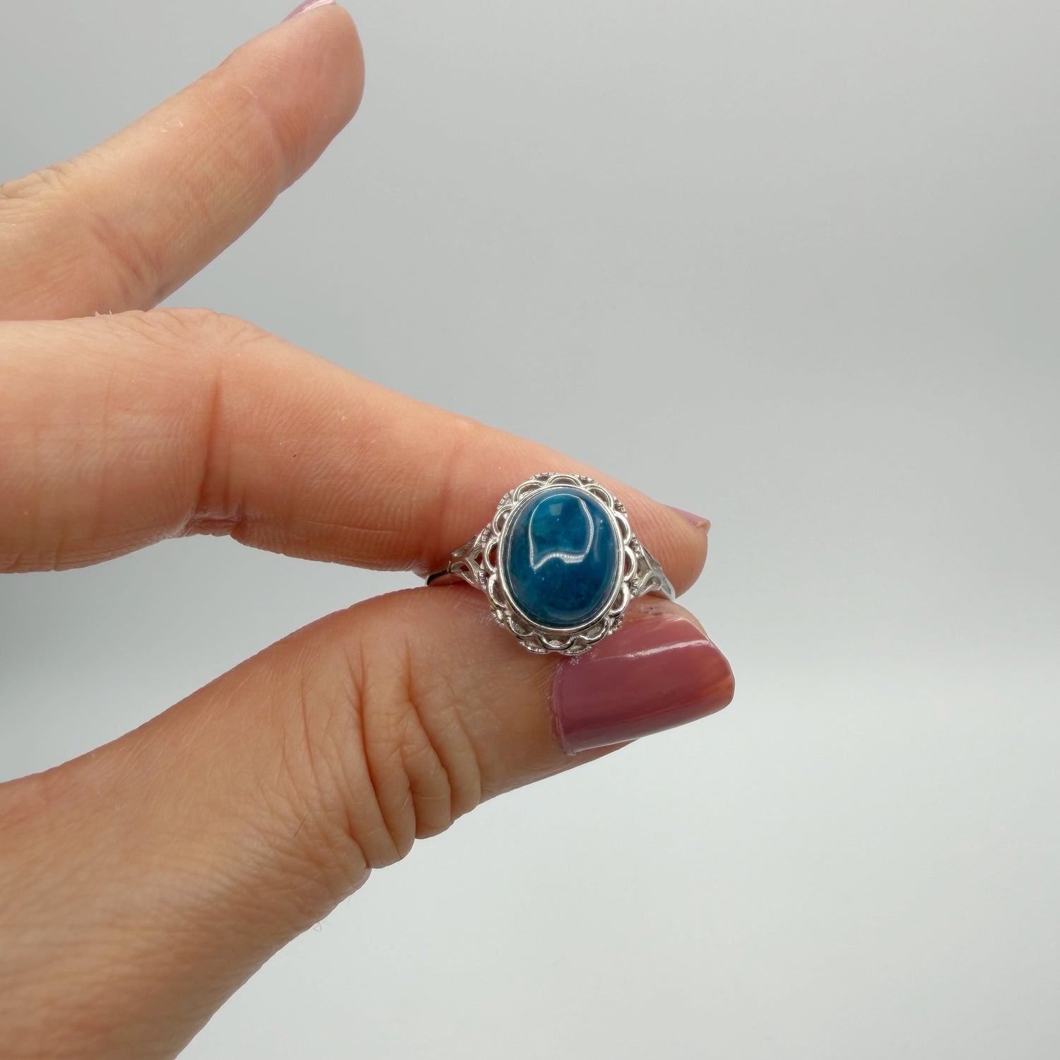 Anello Apatite Ovale - Argento 925