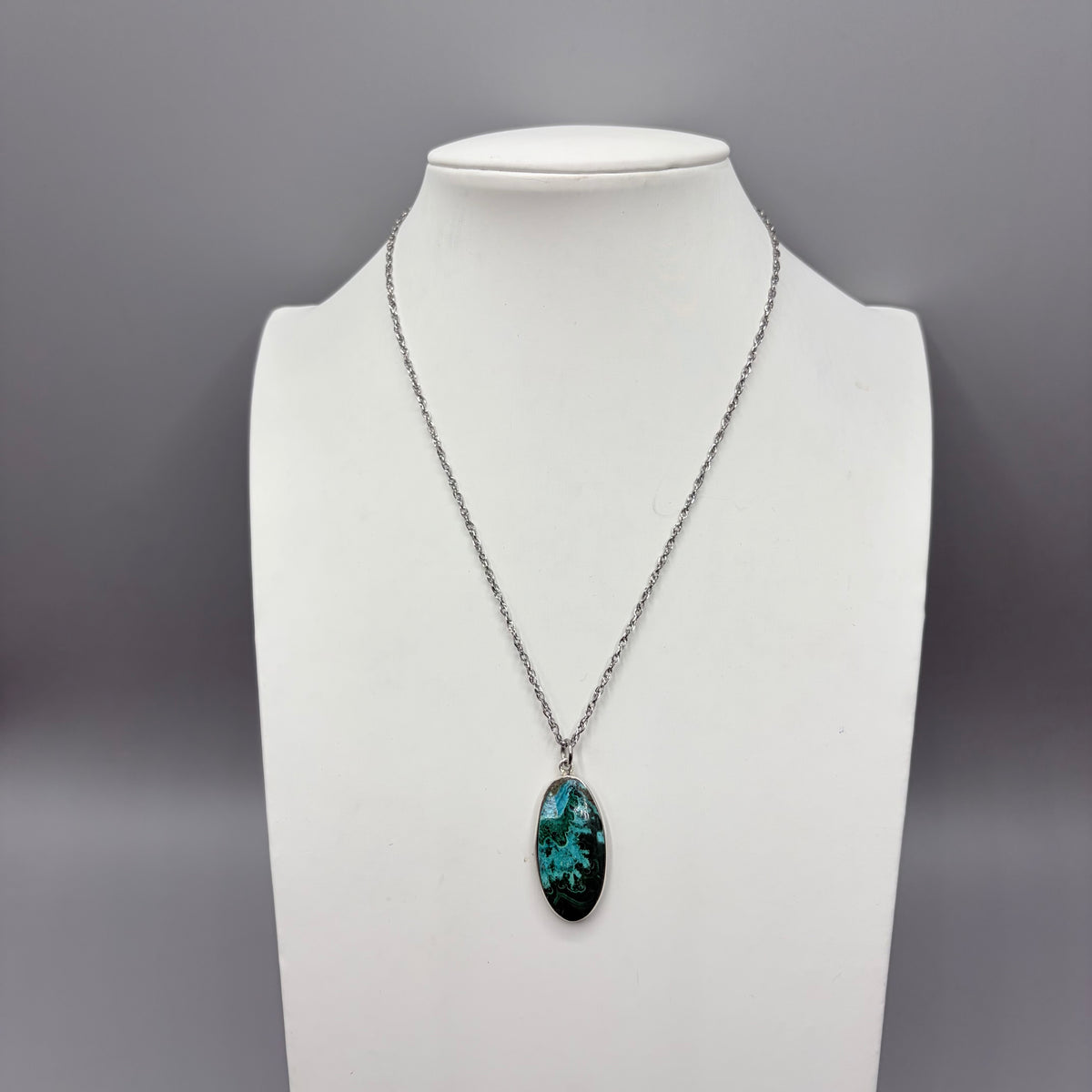 Ciondolo Malachite e Crisocolla Argento 925 - Ovale