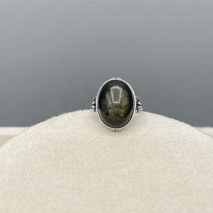 Anello Ossidiana Ovale - Argento 925