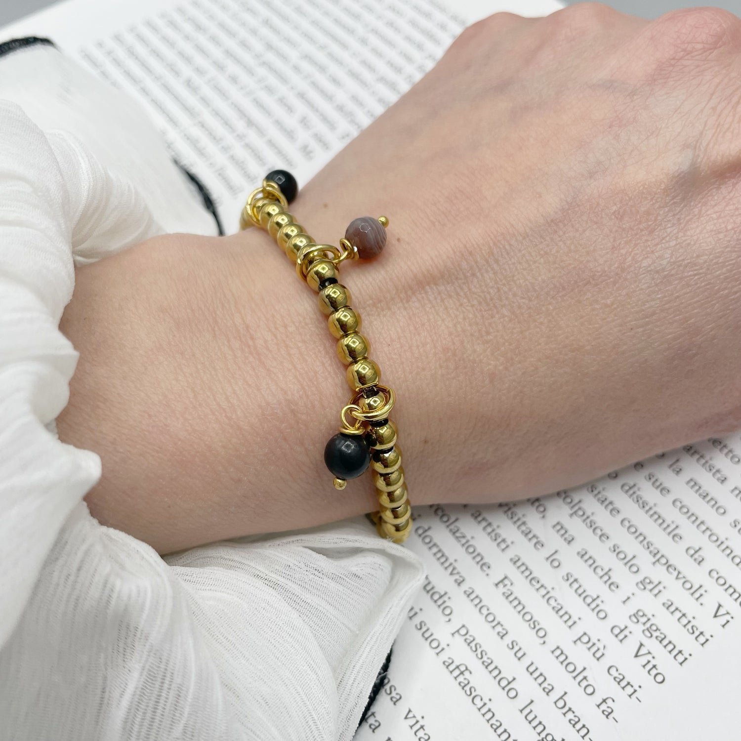 Bracciale Cerchio Protettivo Gold Small - Occhio di Shiva, Ossidiana, Shungite