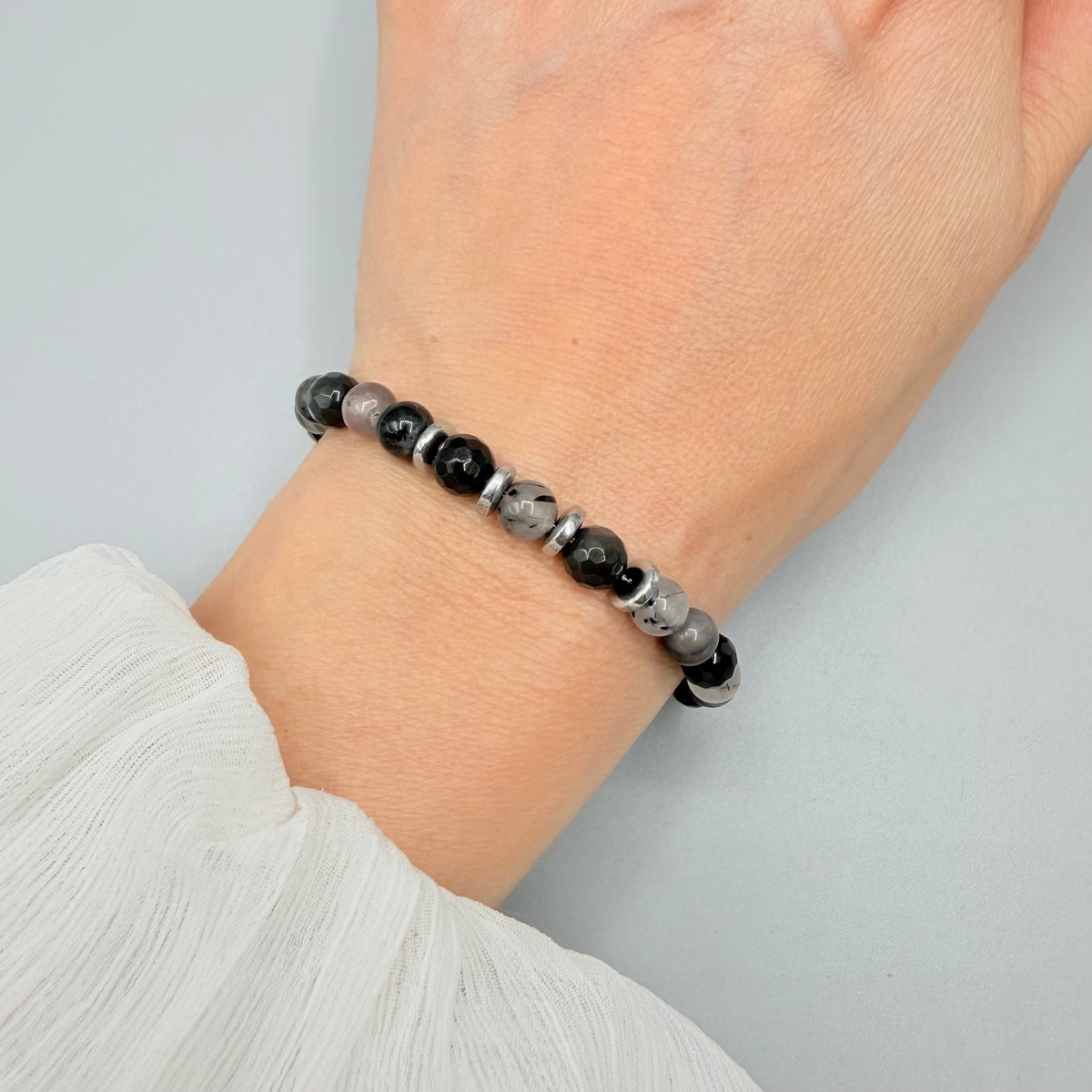 Bracciale Nodo Protettivo | Occhio di Shiva, Quarzo Tormalinato, Ossidiana, Ematite - LIMITED EDITION