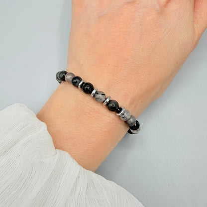 Bracciale Nodo Protettivo | Occhio di Shiva, Quarzo Tormalinato, Ossidiana, Ematite - LIMITED EDITION