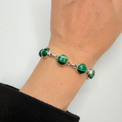 Bracciale Malachite e Argento 925 - Tondo