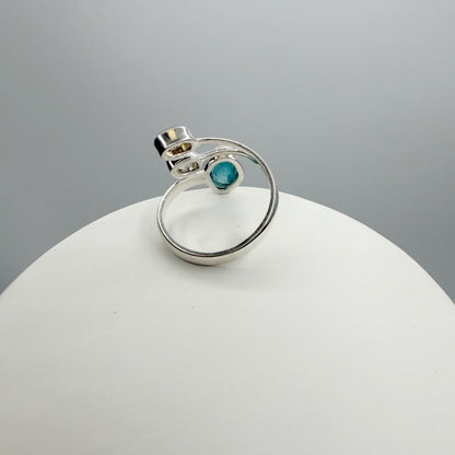 Anello Apatite, Labradorite, Herkimer - Argento 925