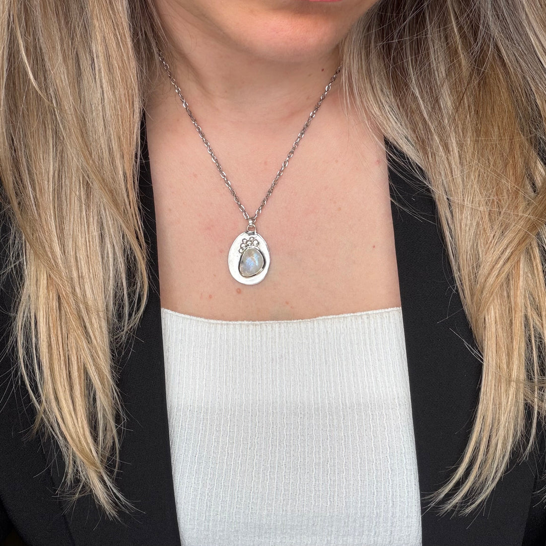 Ciondolo Diadema Labradorite Bianca - Argento 925