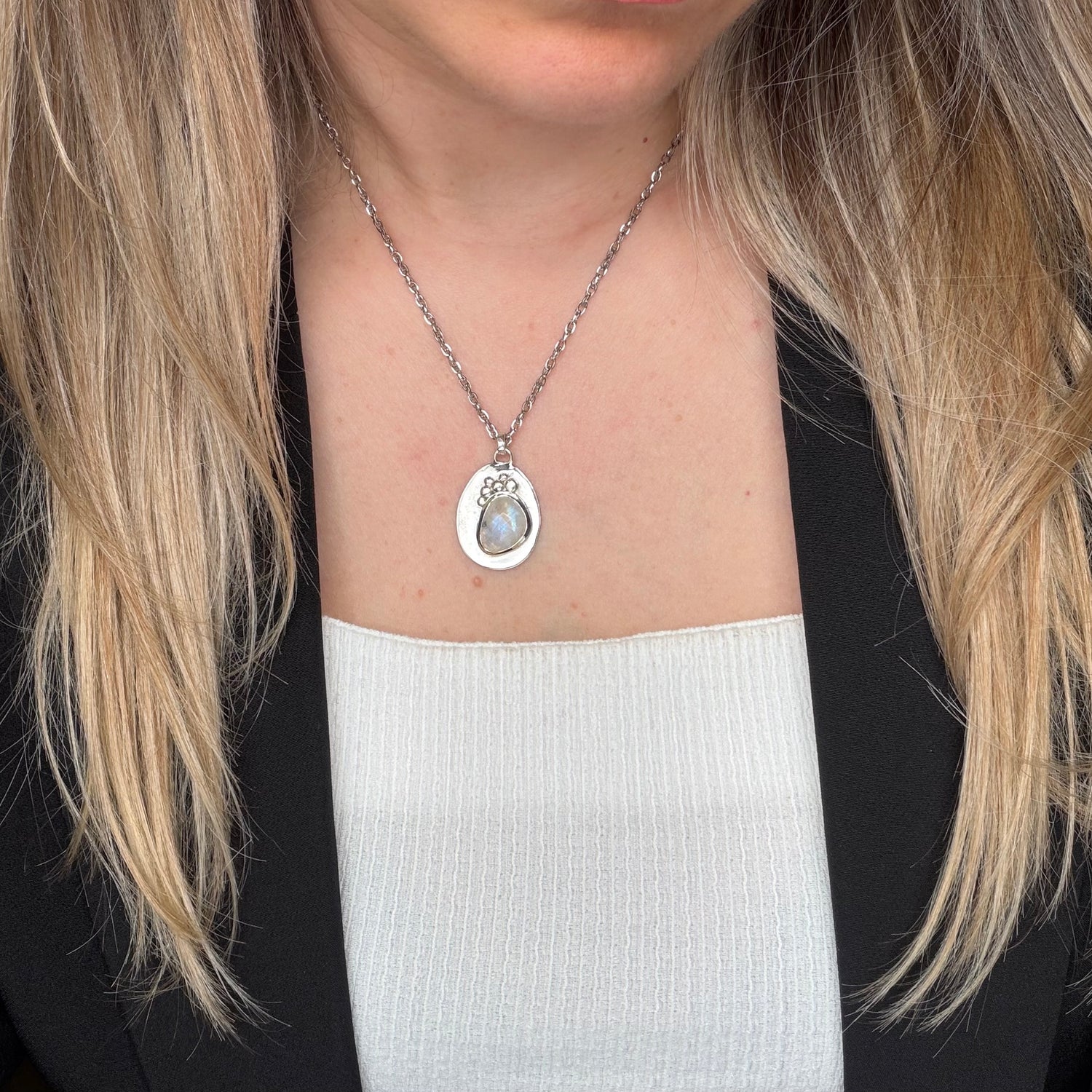 Ciondolo Diadema Labradorite Bianca - Argento 925