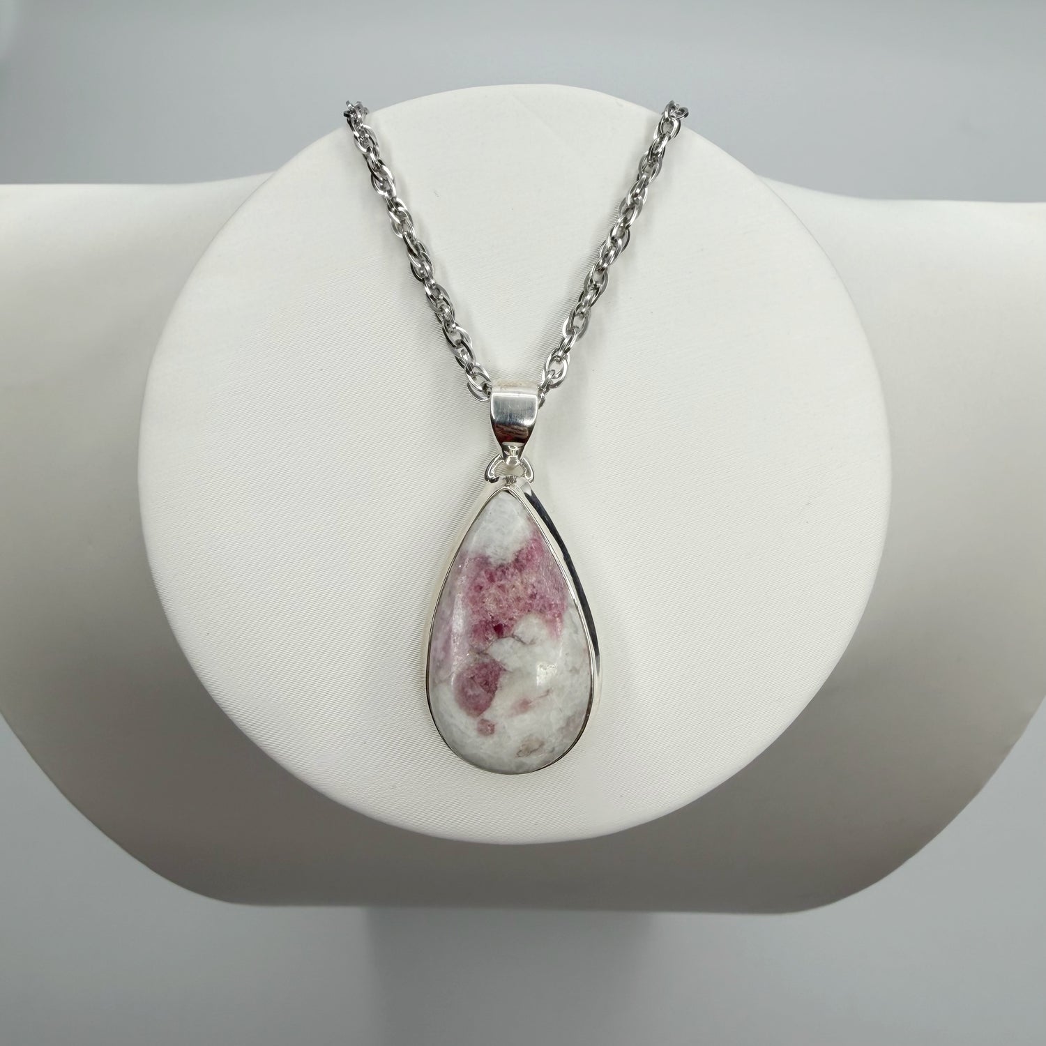 Ciondolo Tormalina Rosa e Argento 925 - A Goccia