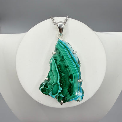 Ciondolo Malachite e Crisocolla Argento 925 - irregolare