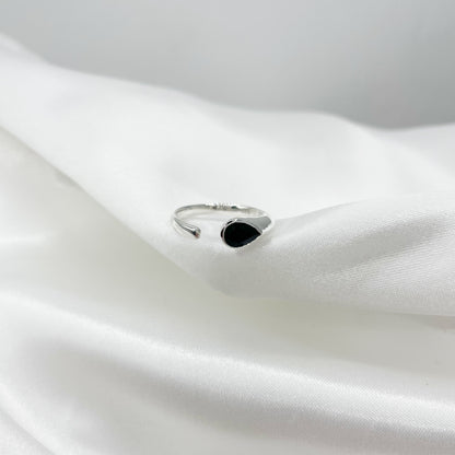 Anello Tormalina Nera Goccia e Argento 925