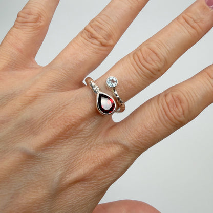 Anello Topazio e Granato - Argento 925