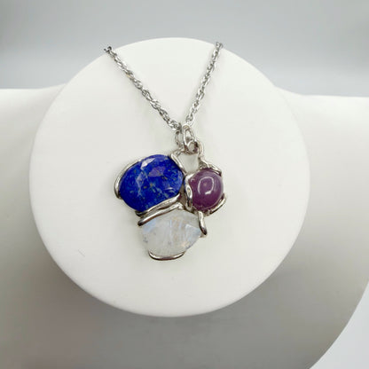 Ciondolo Lapislazzuli, Labradorite e Agata - Argento 925