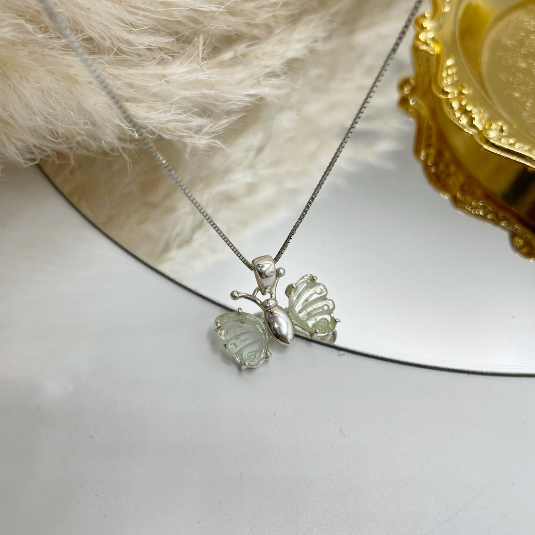 Ciondolo Farfalla Tormalina Policroma Verde Chiaro e Argento 925