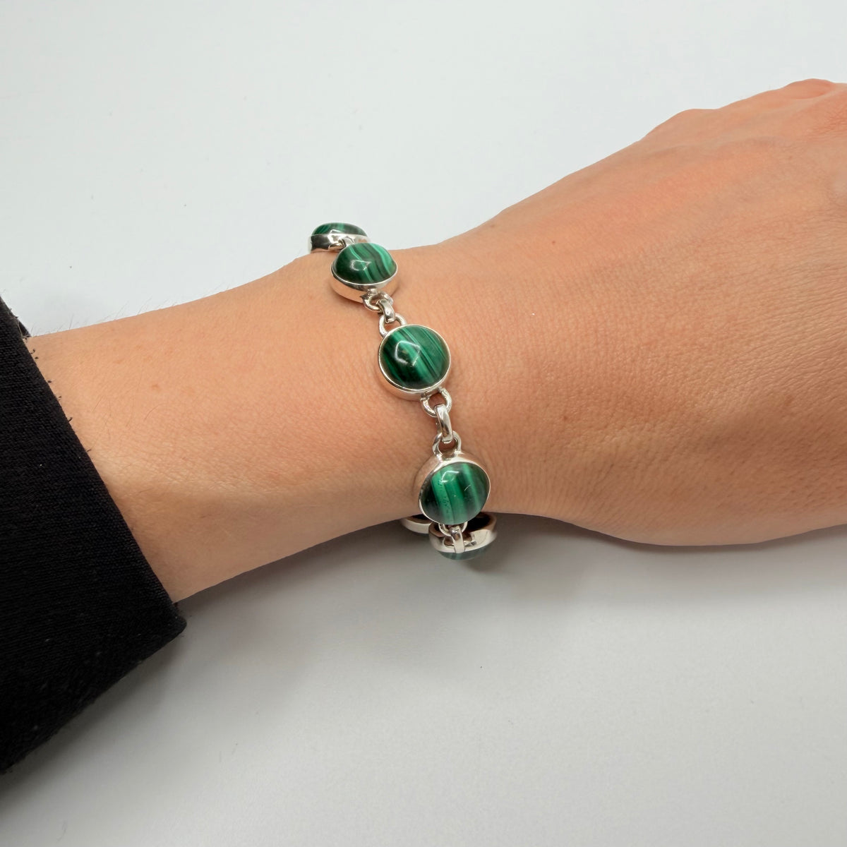 Bracciale Malachite e Argento 925 - Tondo