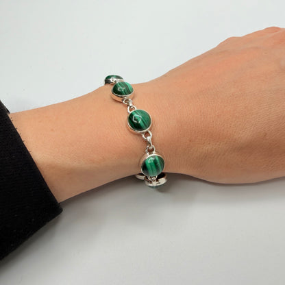 Bracciale Malachite e Argento 925 - Tondo