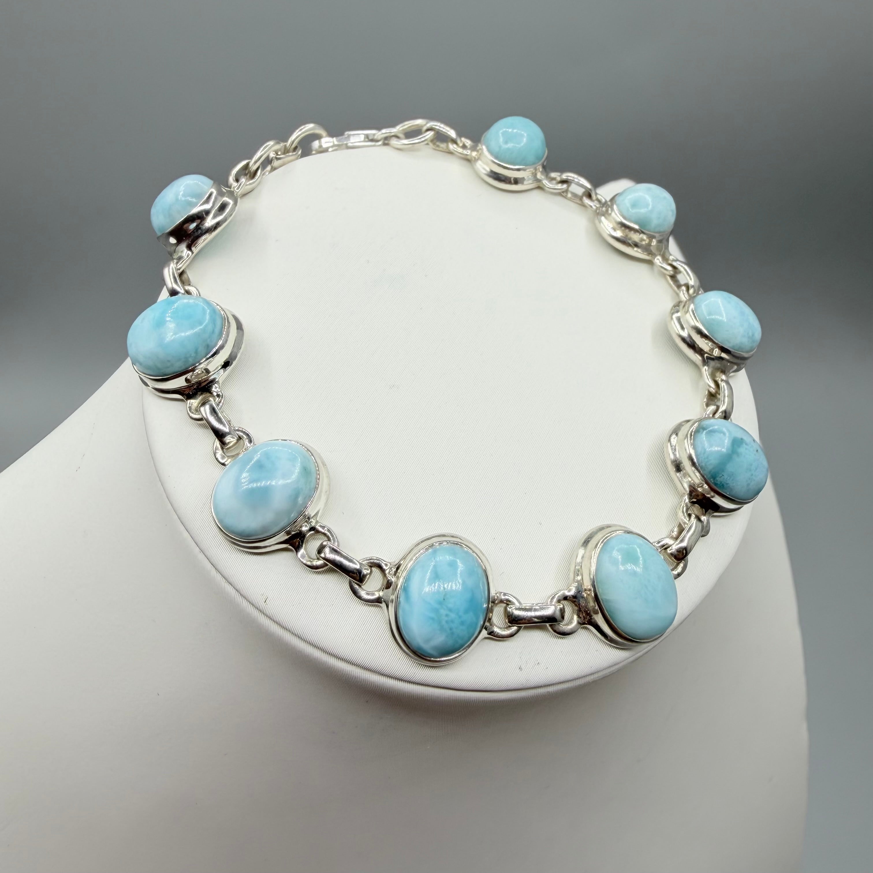 Bracciale Larimar e Argento 925 - Ovale