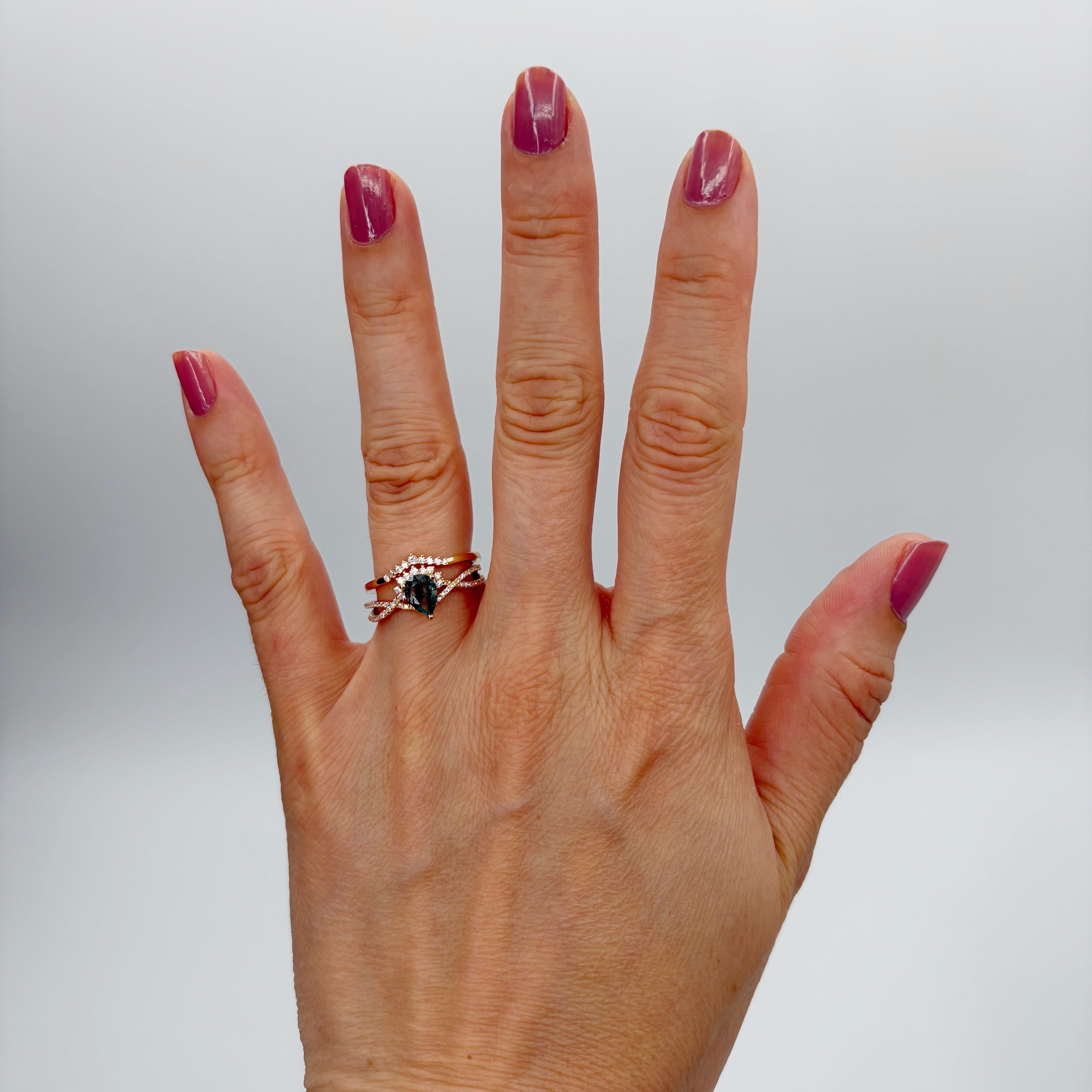 Doppio Anello Agata Muschiata GOLD | Argento 925 placcato oro 14k - NON REGOLABILE