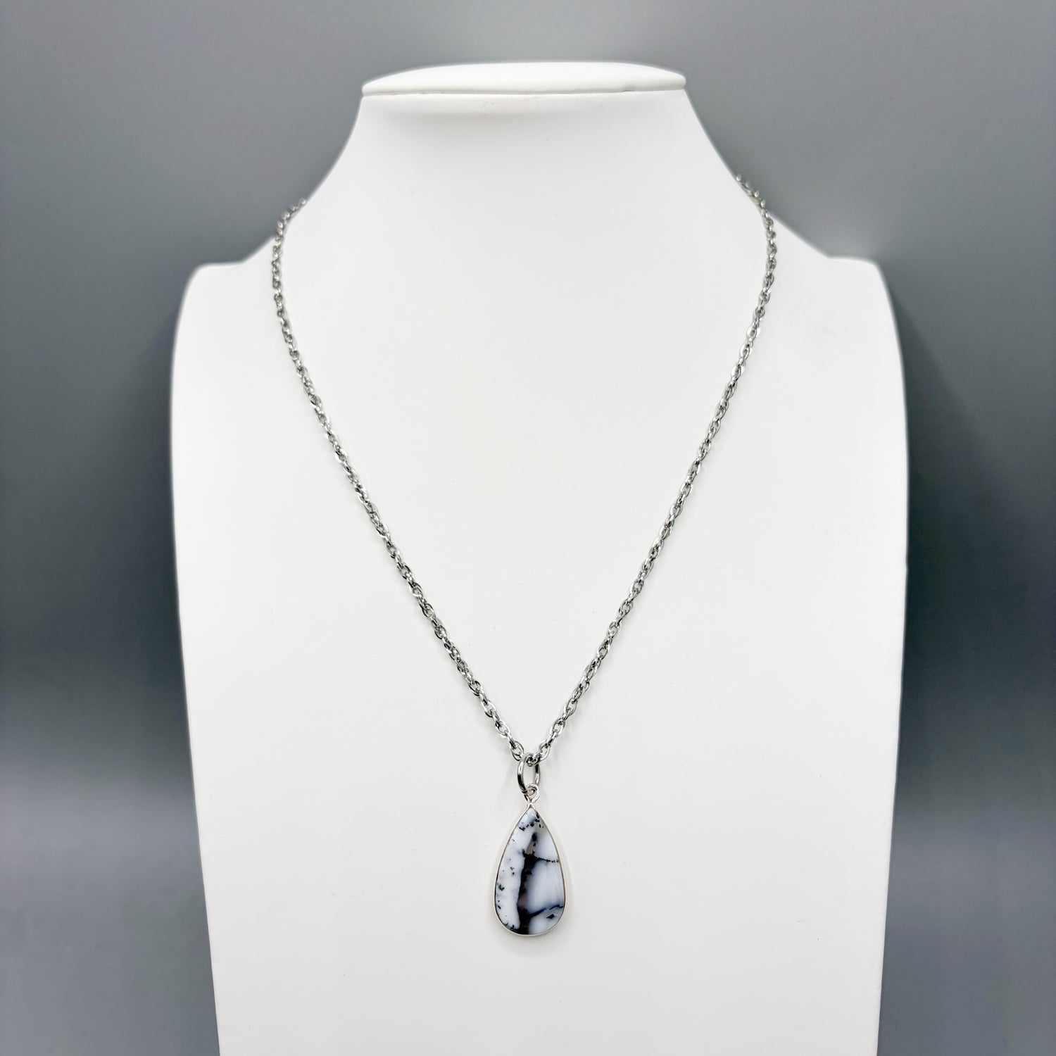 Ciondolo Opale Dendritico e Argento 925 - a Goccia