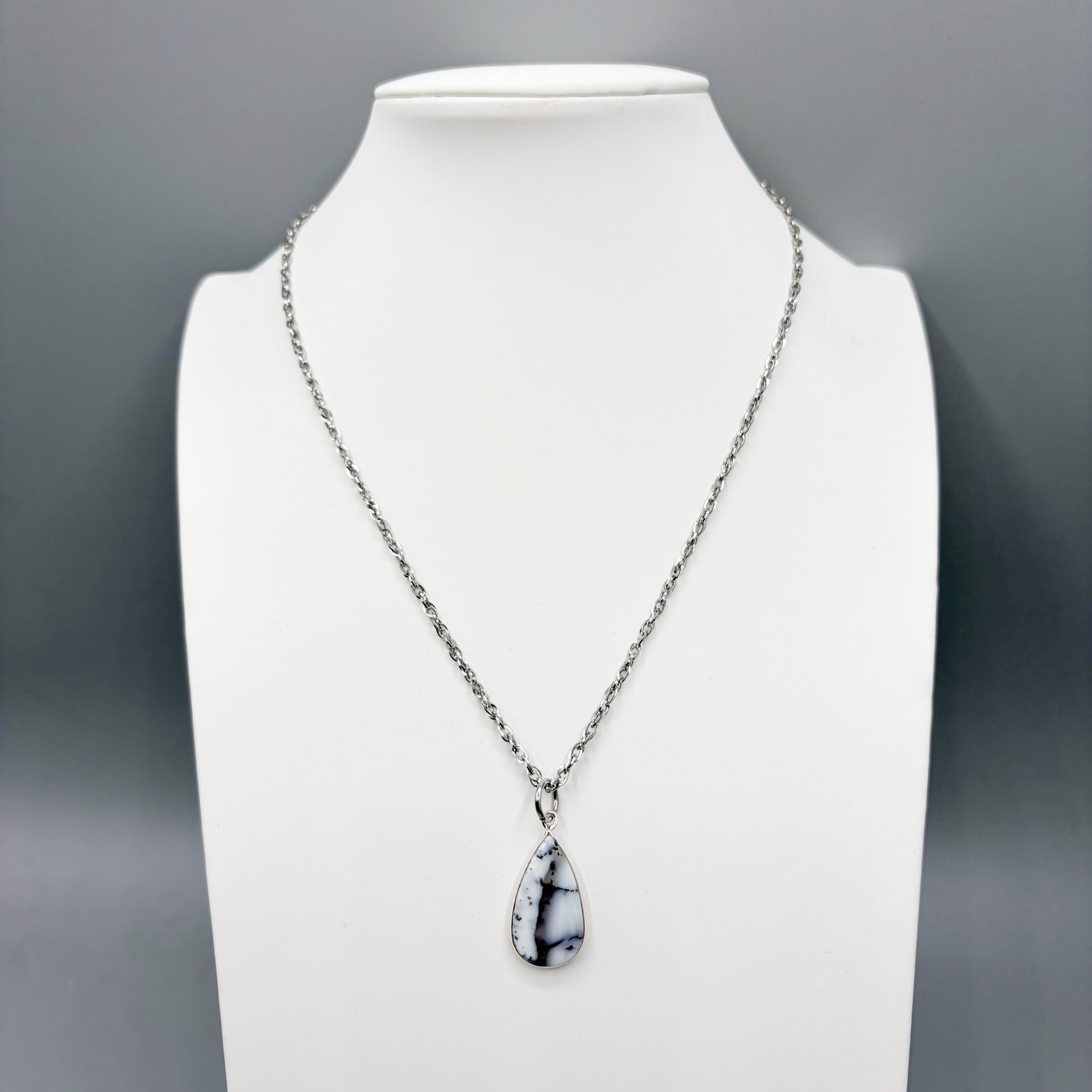 Ciondolo Opale Dendritico e Argento 925 - a Goccia