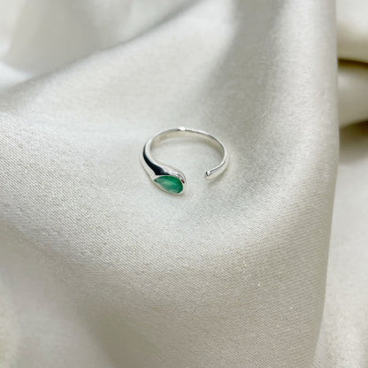 Anello Onice Verde a Goccia - Argento 925
