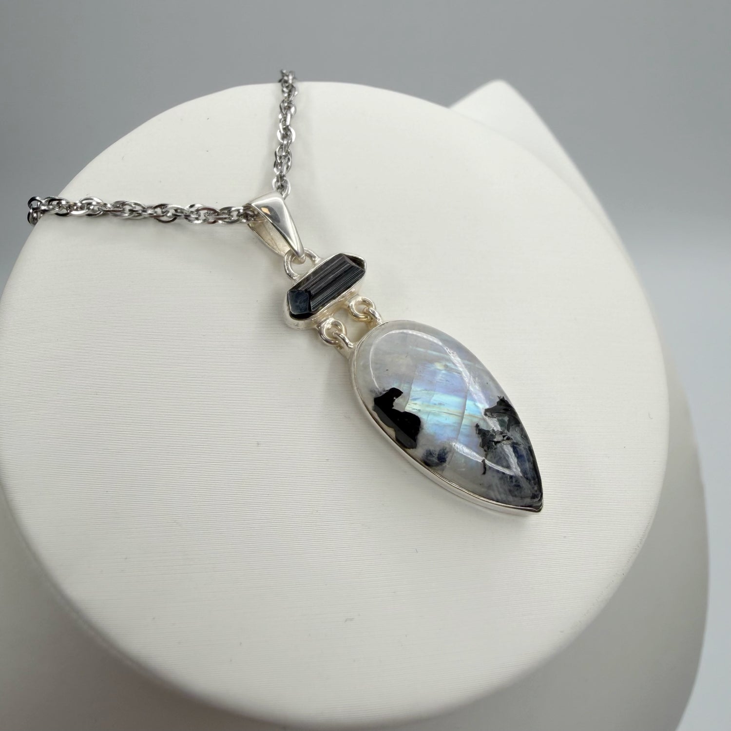 Ciondolo Labradorite e Tormalina - Argento 925