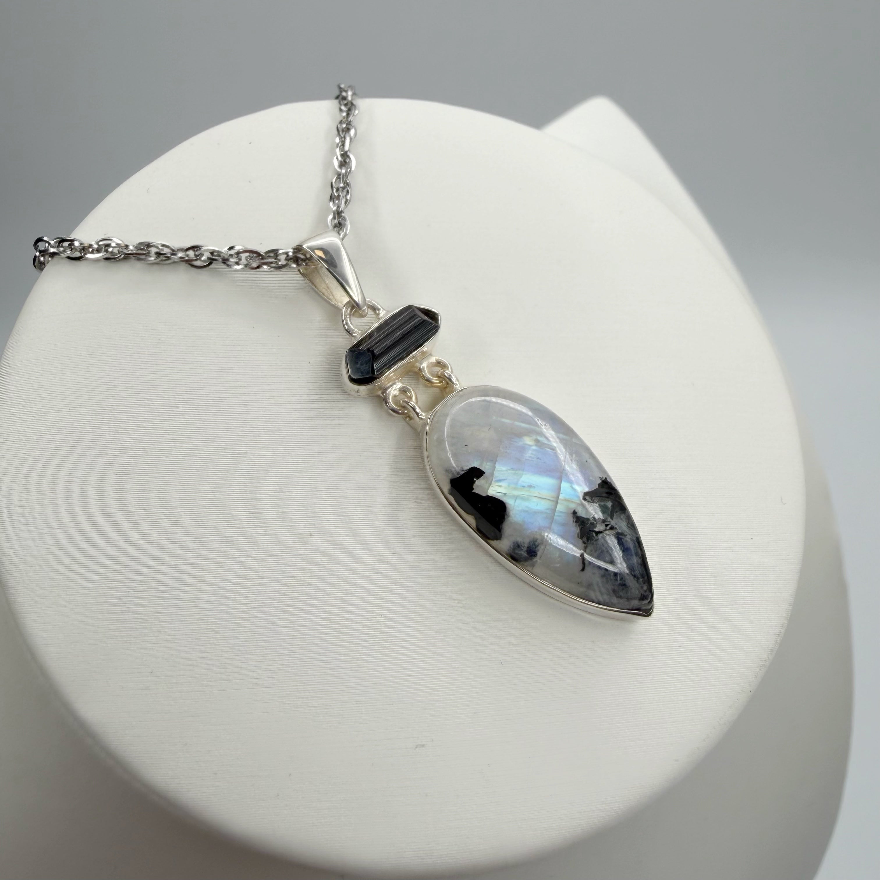 Ciondolo Labradorite e Tormalina - Argento 925