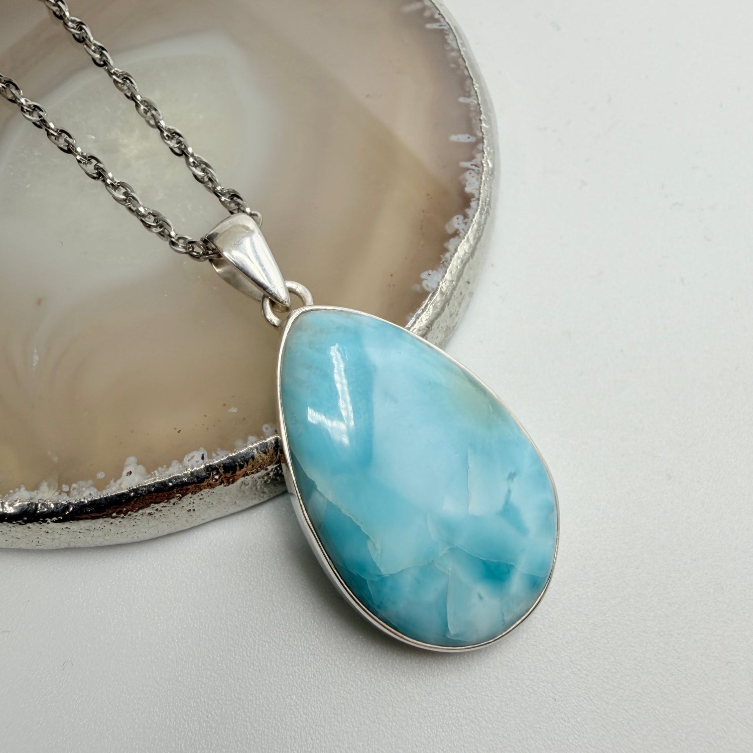 Ciondolo Larimar Argento 925 - Goccia grande