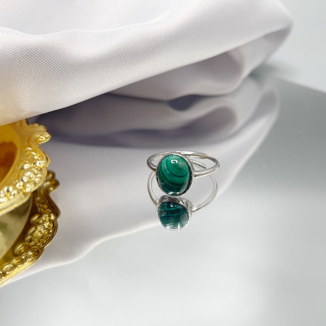 Anello Malachite Minimal - Argento 925