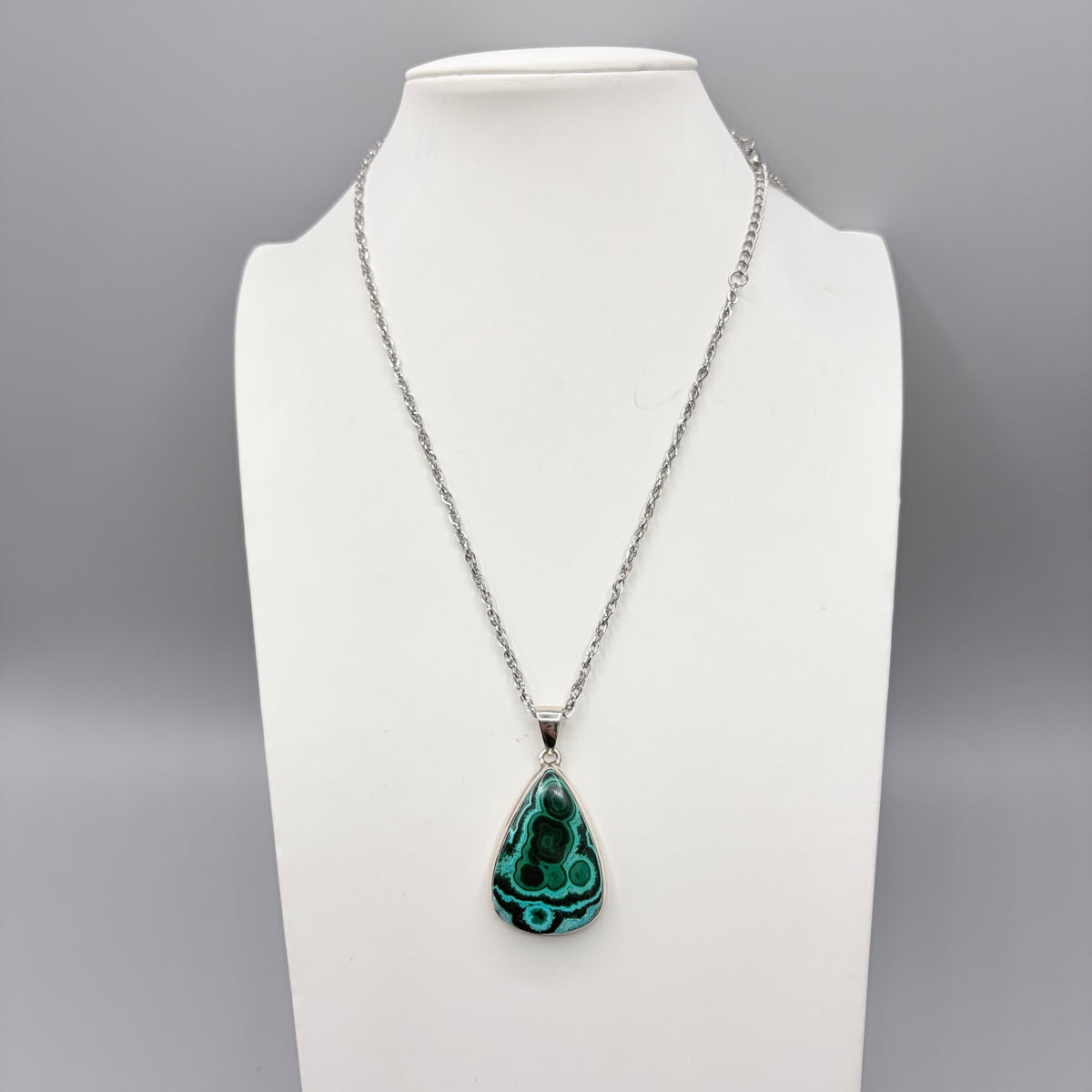 Ciondolo Malachite e Crisocolla Argento 925 - Goccia media