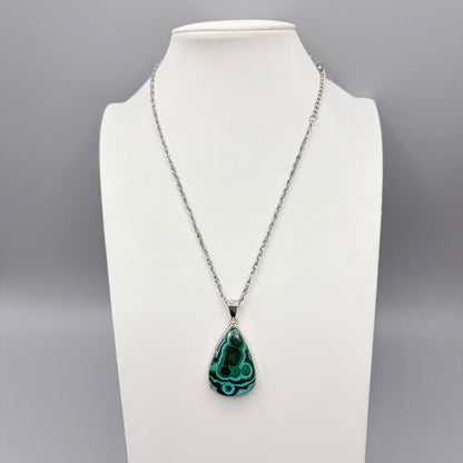 Ciondolo Malachite e Crisocolla Argento 925 - Goccia media