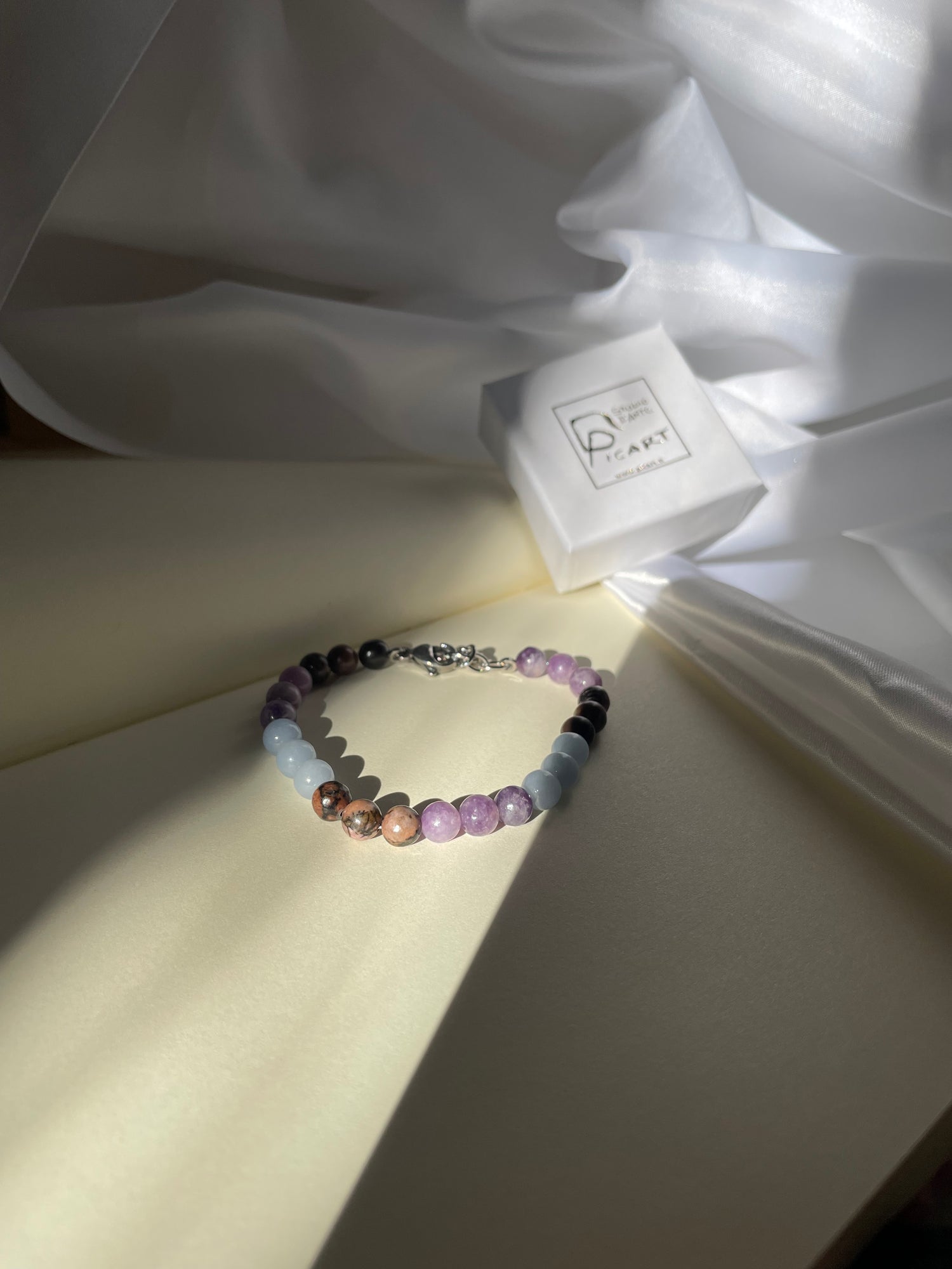 Bracciale Avvera i tuoi Sogni - Lepidolite, Rodonite, Angelite