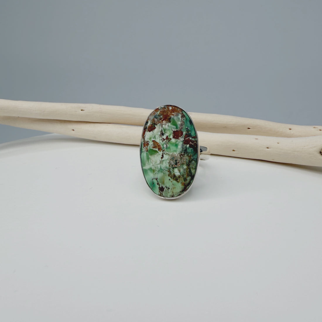 Anello Variscite e Argento 925 - Ovale