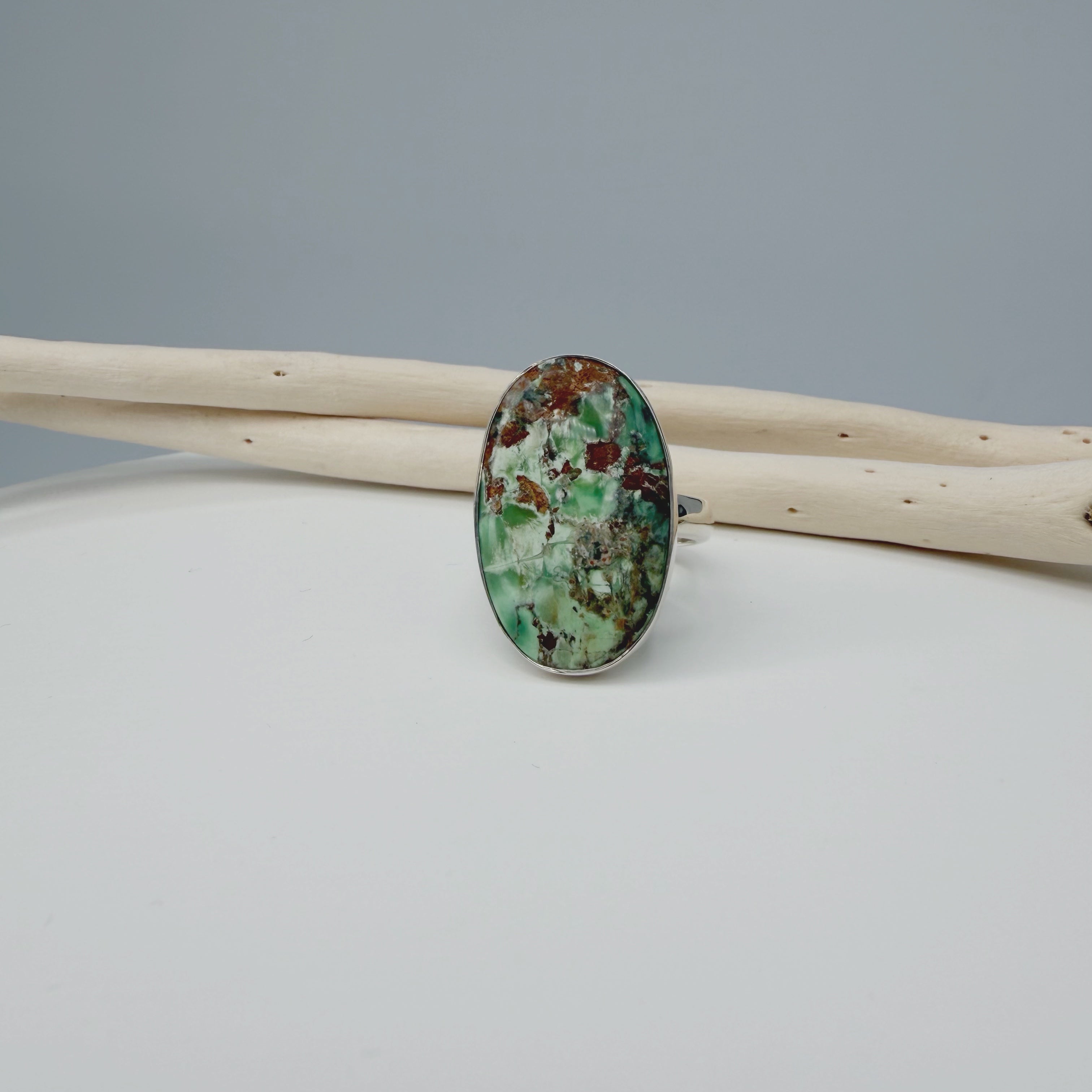 Anello Variscite e Argento 925 - Ovale