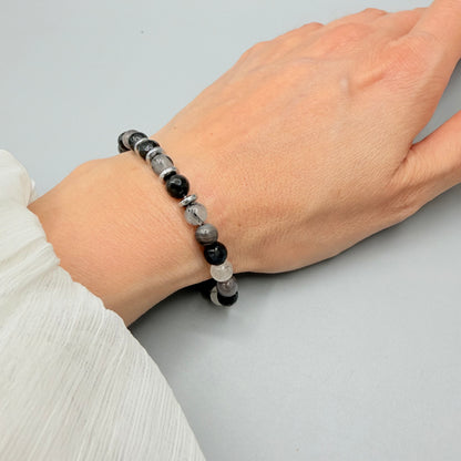 Bracciale Nodo Protettivo | Occhio di Shiva, Quarzo Tormalinato, Ossidiana, Ematite - LIMITED EDITION