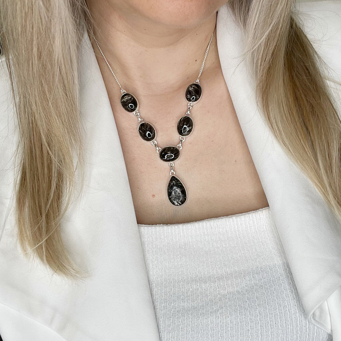 Collana Serafinite Nera Argento 925