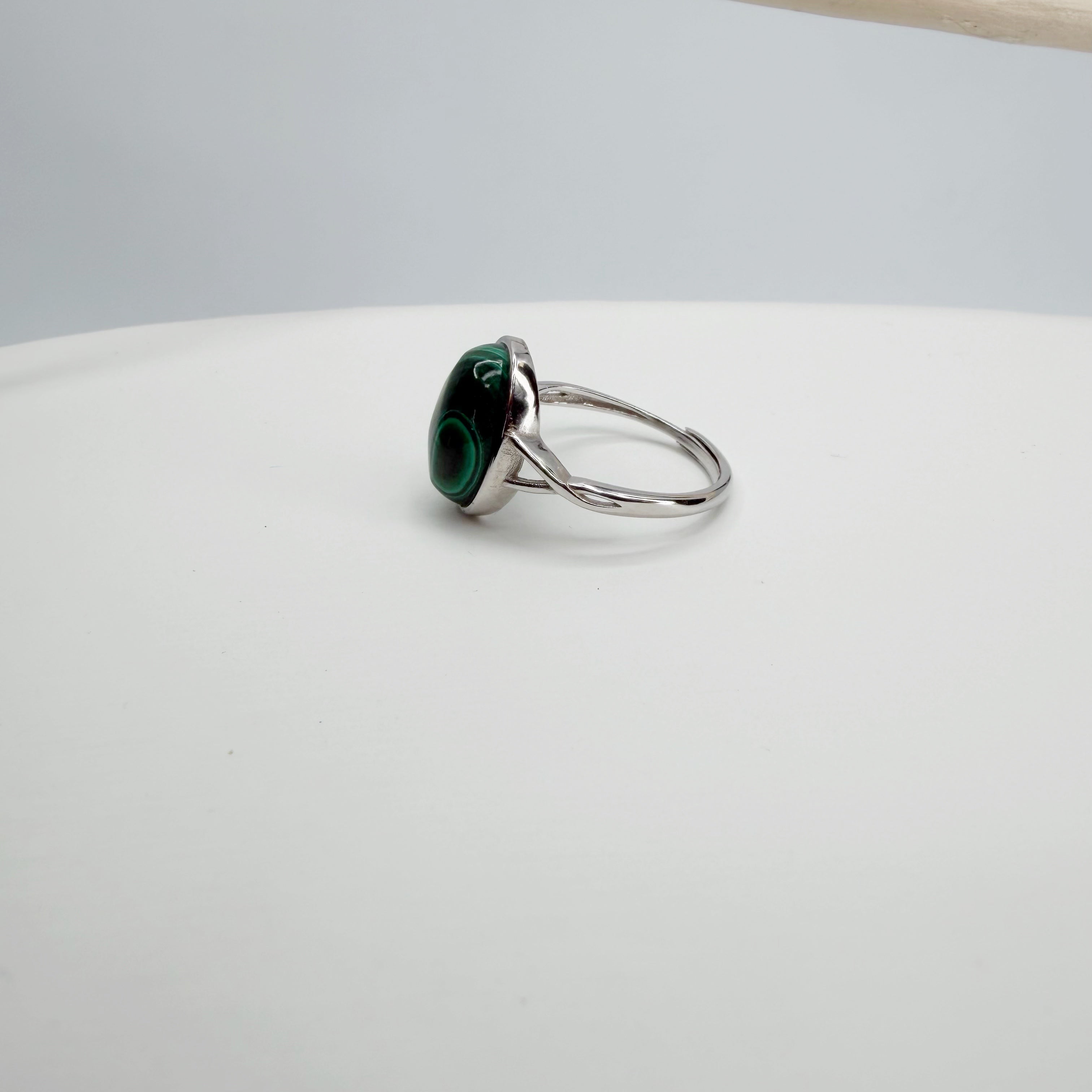 Anello Malachite Ovale - Argento 925