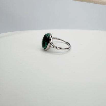 Anello Malachite Ovale - Argento 925