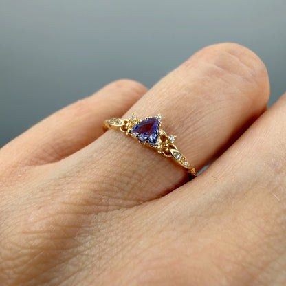 Anello Tanzanite GOLD | Argento 925 placcato oro 14k - NON REGOLABILE