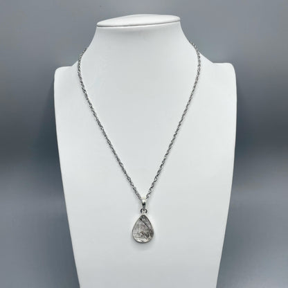 Ciondolo Quarzo Tormalinato Goccia - Argento 925