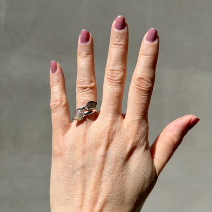 Anello Moldavite e Opale - Argento 925
