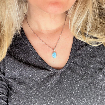 Ciondolo Larimar Argento 925 - Ovale piccolo
