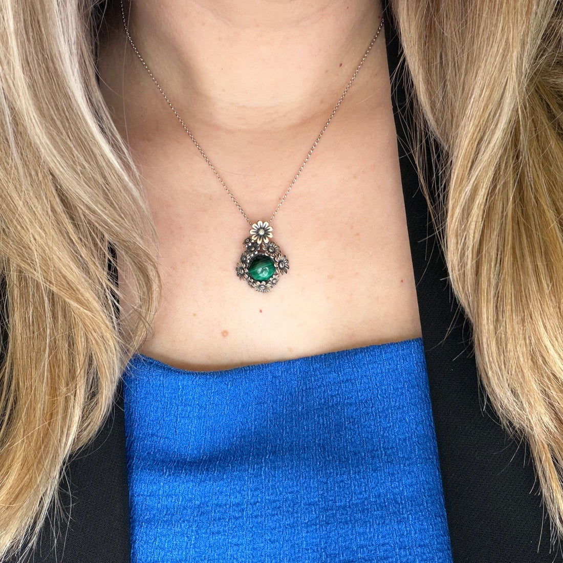 Ciondolo Malachite Fiore - Argento 925
