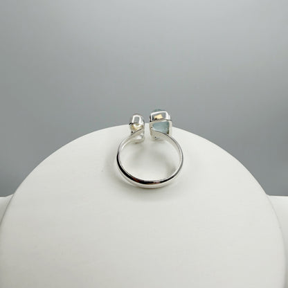 Anello Acquamarina e Labradorite Bianca - Argento 925
