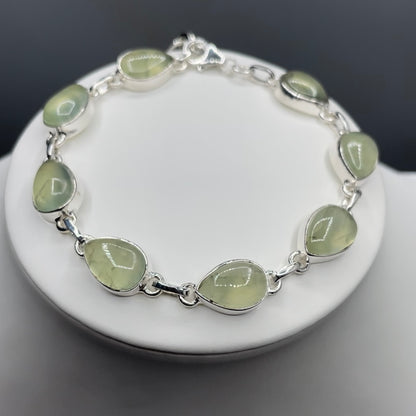 Bracciale Prehnite e Argento 925 - a goccia